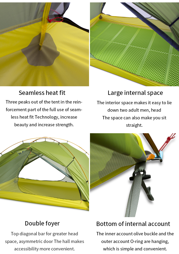 Cheap Goat Tents 3F UL GEAR Green and white 4 Season Camping Tent 15D Nylon  Double Layer Waterproof Tent for 2 Persons Tents 
